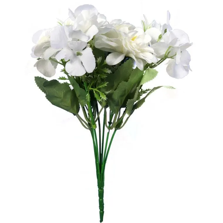 Bukiet Sztucznych Kwiatów 7 Elementów, 32 cm - Biały