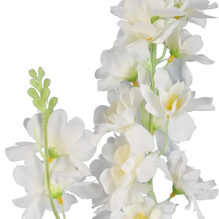 Ostróżka Dekoracyjna Biała Na Gałązce - Podwójna, Realistyczna, 87cm
