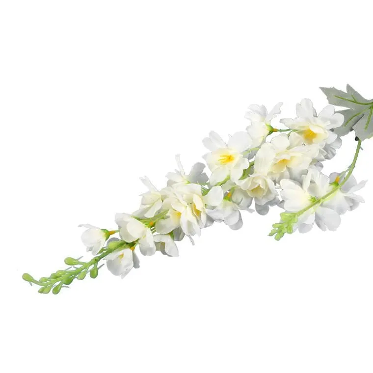 Ostróżka Dekoracyjna Biała Na Gałązce - Podwójna, Realistyczna, 87cm