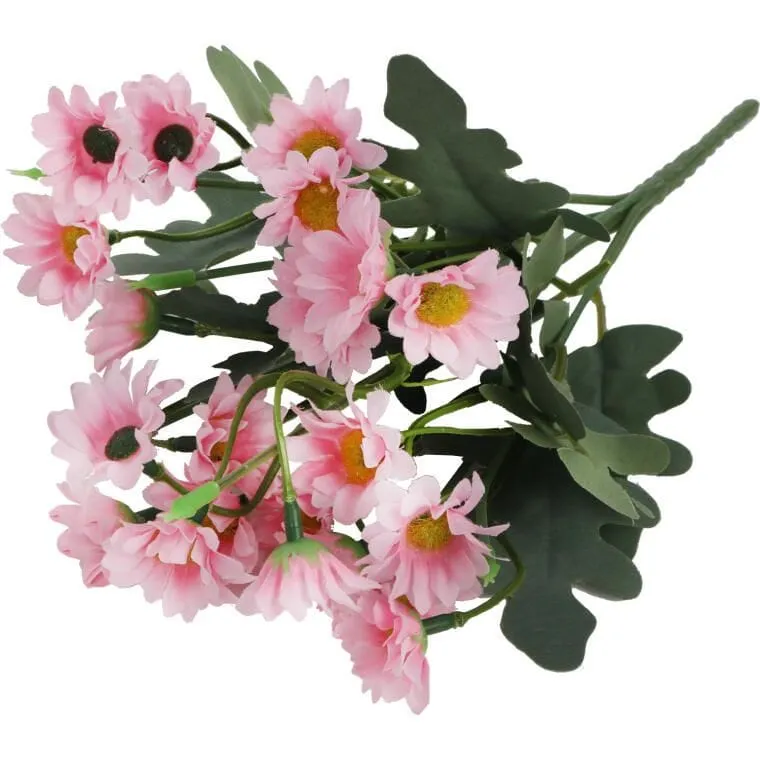 Bukiet Różowych Margaretek - 5 Gałązek - Sztuczne Kwiaty O Wysokości 32 cm
