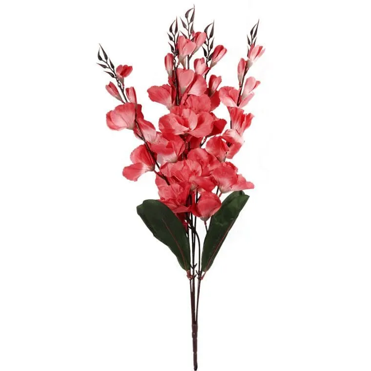Bukiet 5 Sztucznych Gladioli W Kolorze Łososiowym - Realistyczna Dekoracja O Wysokości 65 cm