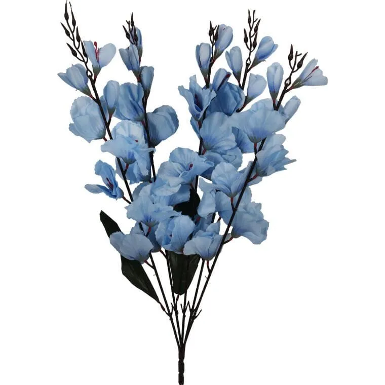 Sztuczne Gladiole Niebieskie W Bukiecie - 5 Sztuk, 65cm