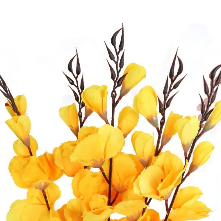 Sztuczny Bukiet 5 Żółtych Gladioli O Realistycznym Wyglądzie - 65 cm