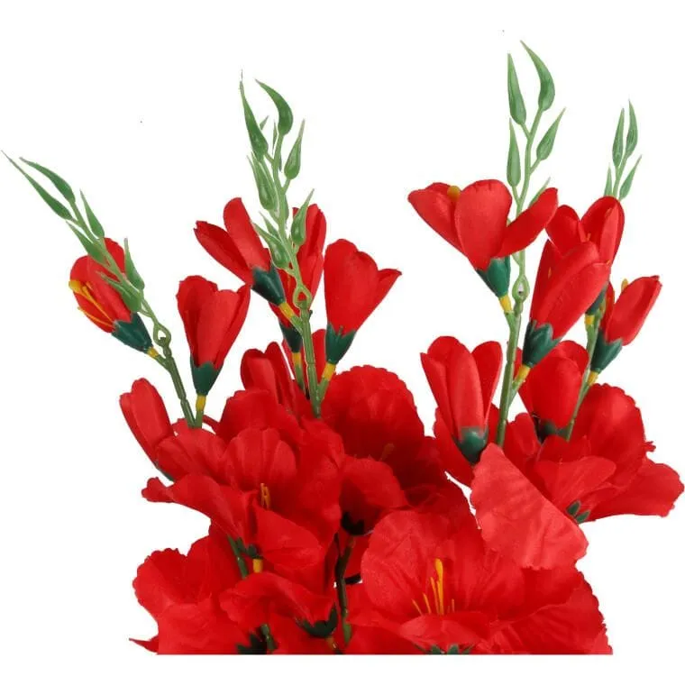 Sztuczny Bukiet 5 Czerwonych Gladioli - Dekoracja O Wysokości 65 cm