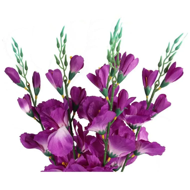 Sztuczny Bukiet 5 Fioletowych Gladioli - Dekoracja Wyglądająca Jak Żywe Kwiaty, Wysokość 65 cm