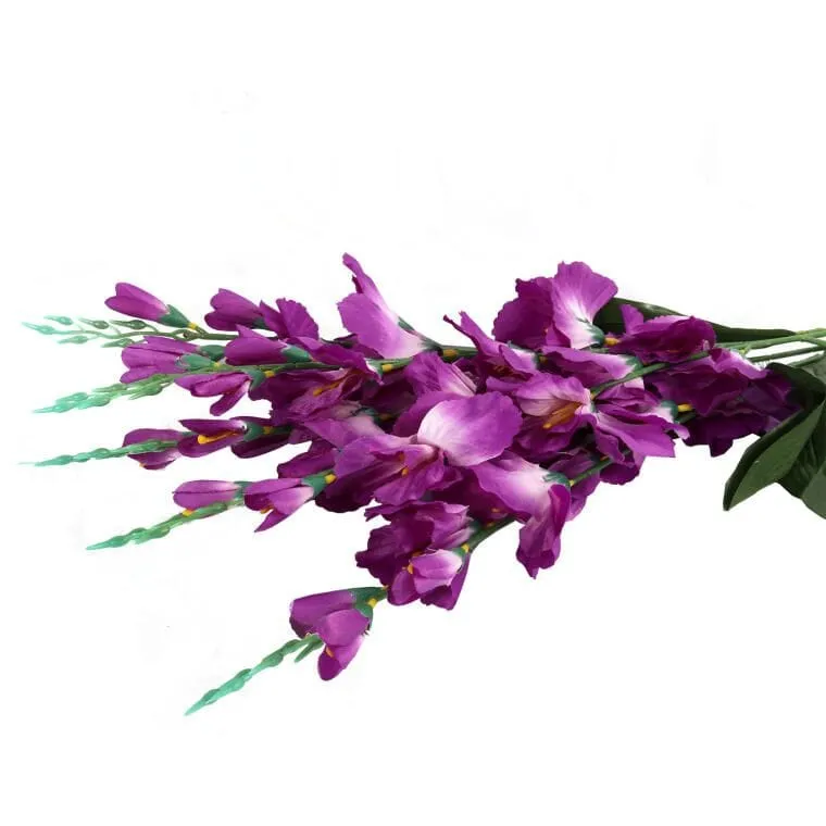 Sztuczny Bukiet 5 Fioletowych Gladioli - Dekoracja Wyglądająca Jak Żywe Kwiaty, Wysokość 65 cm