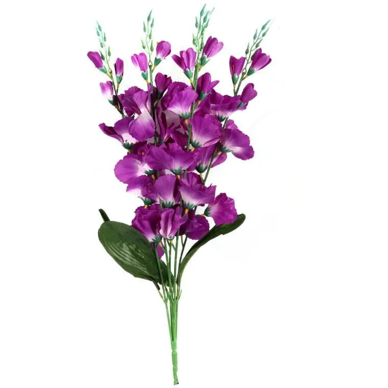 Sztuczny Bukiet 5 Fioletowych Gladioli - Dekoracja Wyglądająca Jak Żywe Kwiaty, Wysokość 65 cm