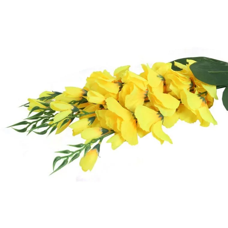 Sztuczny Bukiet 5 Żółtych Gladioli - Realistyczne Wykończenie, 65 cm