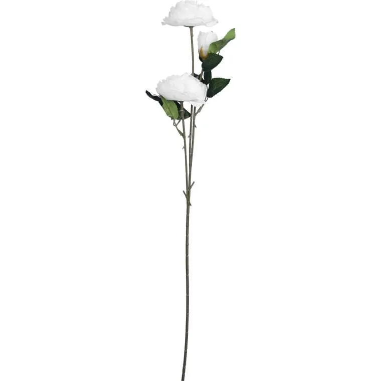 Sztuczna Gałązka Z Trzema Piwoniami 65 cm - Kolor Biały