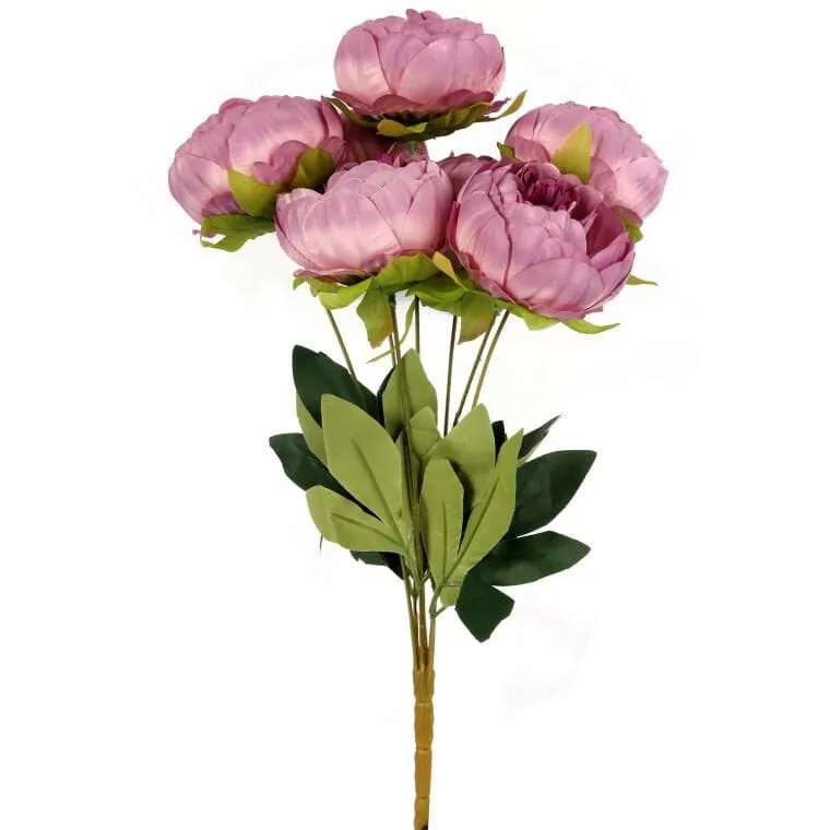 Sztuczny Bukiet 7 Piwonii Fioletowych 48cm - Realistyczne Kwiaty Dekoracyjne