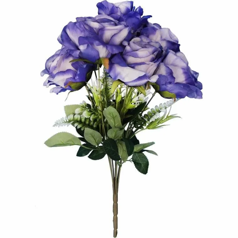 Bukiet 7 Róż Z Dodatkami 46 cm Kolor - Fioletowy