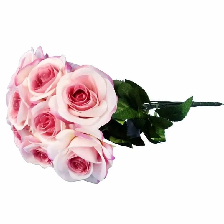 Bukiet 9 Róż 44 cm Kolor Jasno - Różowy