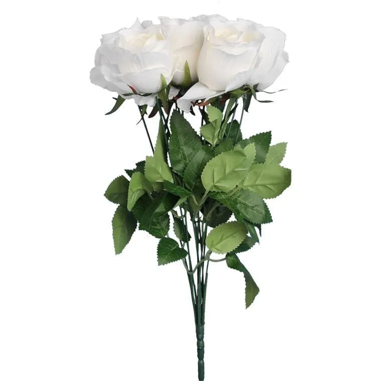 Bukiet 9 Sztucznych Róż Wyglądających Jak Żywe O Wysokości 45 cm - Biały