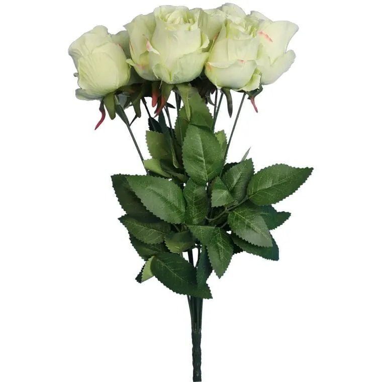 Bukiet 9 Sztucznych Róż Wysokości 45 cm O Wysokiej Jakości - Zielony