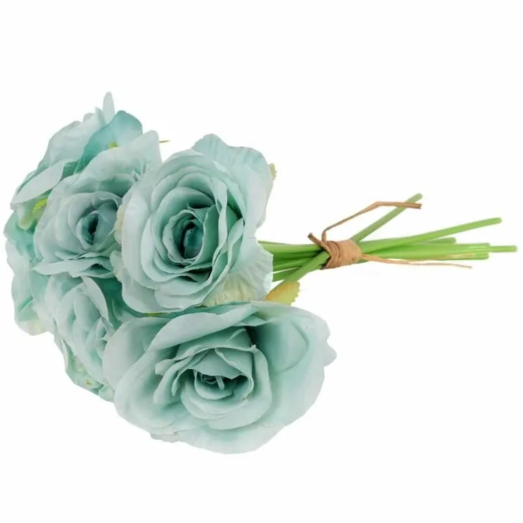 Bukiet 7 Róż 37 cm Kolor - Turkusowy