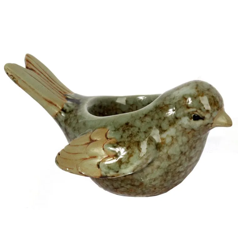 Świecznik Ceramiczny W Kształcie Ptaka, Zielony, 14 cm
