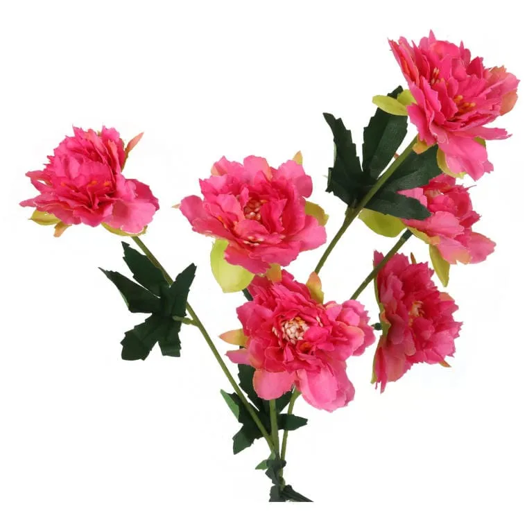 Sztuczna Gałązka Z 6 Mini Piwoniami Różowymi 60 cm