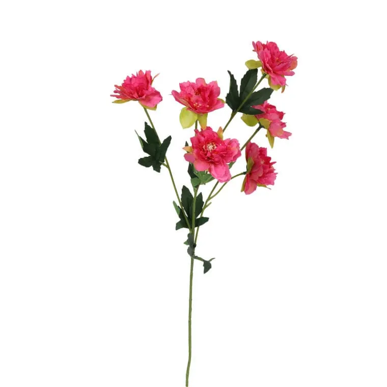 Sztuczna Gałązka Z 6 Mini Piwoniami Różowymi 60 cm