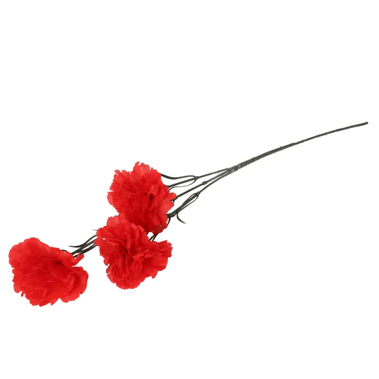 Sztuczny Goździk Cieniowany - 3 Główki, Czerwony, 65 cm