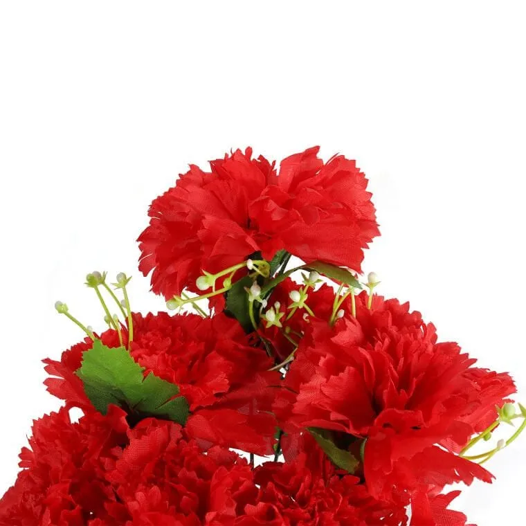 Elegancki Bukiet Sztucznych Goździków Z Gipsówką W Kolorze Czerwonym - 50 cm