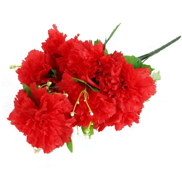 Elegancki Bukiet Sztucznych Goździków Z Gipsówką W Kolorze Czerwonym - 50 cm