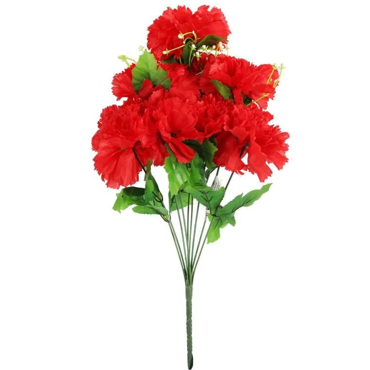 Elegancki Bukiet Sztucznych Goździków Z Gipsówką W Kolorze Czerwonym - 50 cm