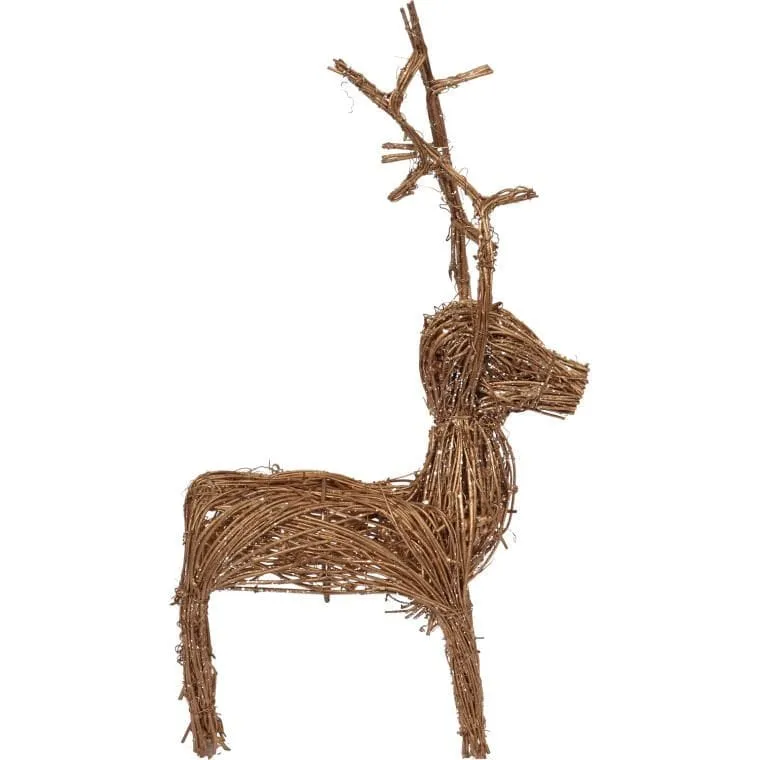 Renifer Z Rattanu Brokatowy 40 cm - Figurka Dekoracyjna Brązowy