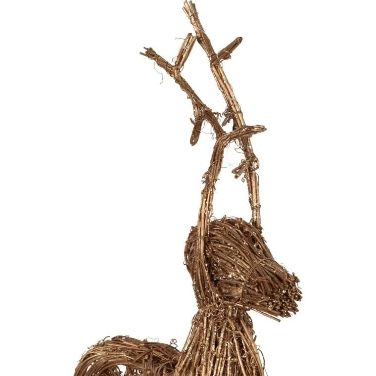Renifer Z Rattanu Brokatowy 40 cm - Figurka Dekoracyjna Brązowy