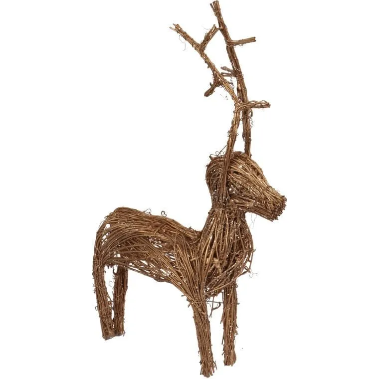 Renifer Z Rattanu Brokatowy 40 cm - Figurka Dekoracyjna Brązowy
