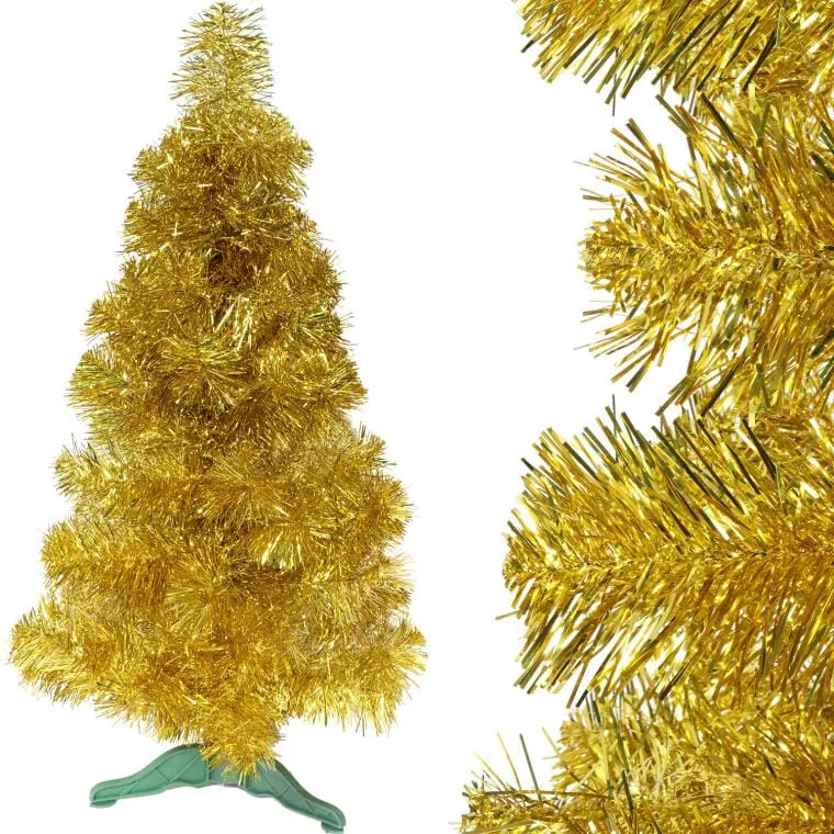 Wewnętrzna Choinka Świąteczna Złota, Wysokość 90 cm, Możliwość Modelowania, Stojak Wliczony