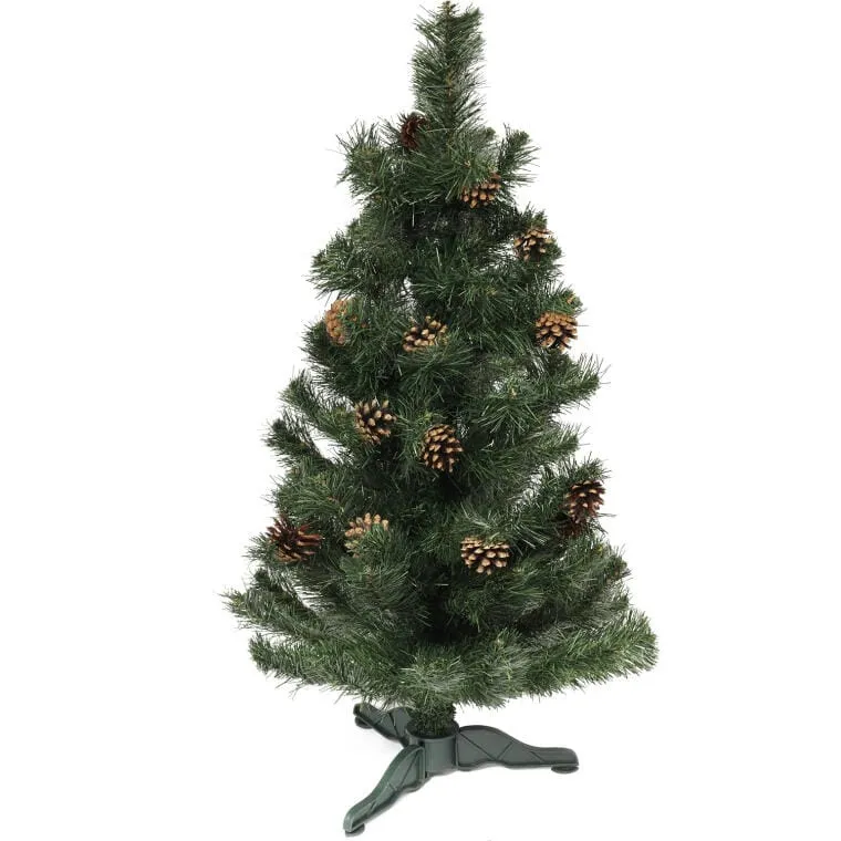 Choinka Dekoracyjna Z Szyszkami 90 cm - Zielona, Do Wnętrz
