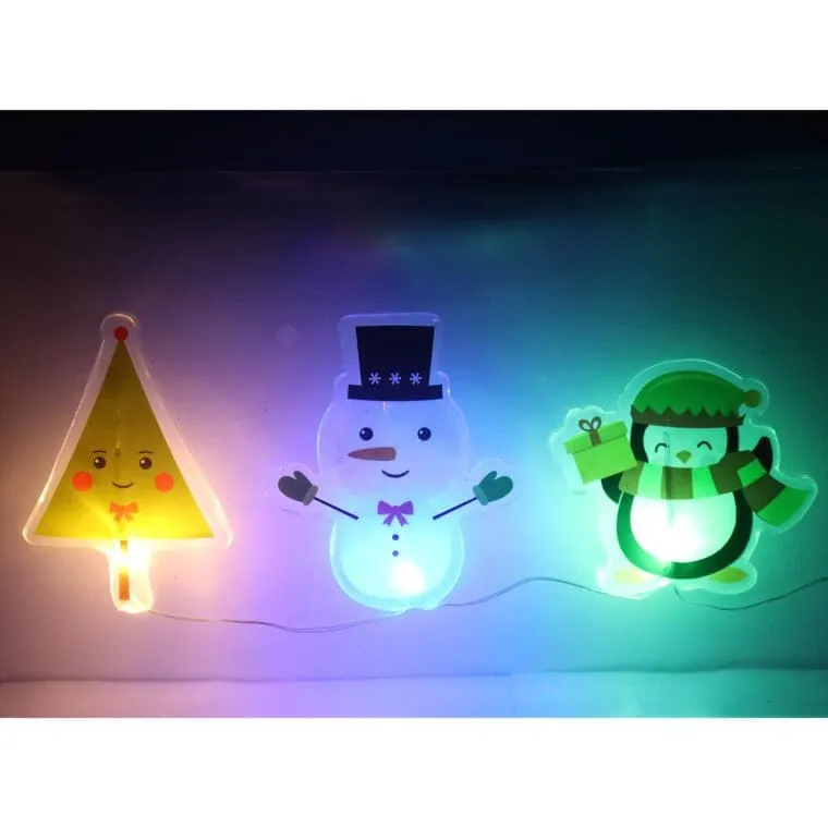 Żelowe Świąteczne Naklejki 3 LED Na Szybę Okno II