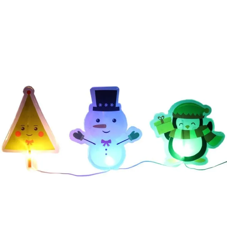 Żelowe Świąteczne Naklejki 3 LED Na Szybę Okno II