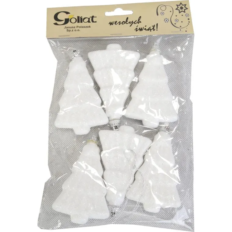 Białe Zawieszki Choinkowe Ze Styropianu 7 cm - Komplet 6 Sztuk