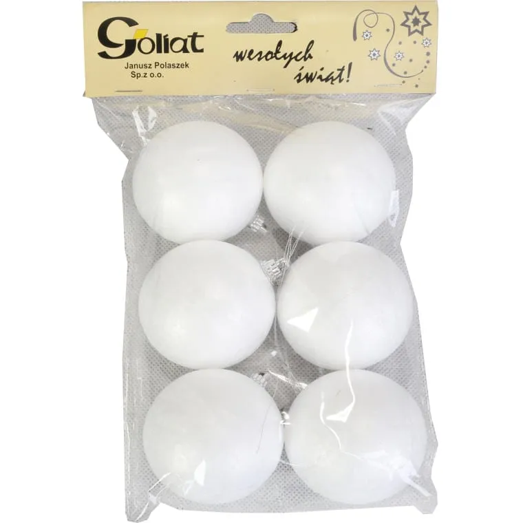 Komplet 6 Styropianowych Bombek Do Dekoracji 6 cm