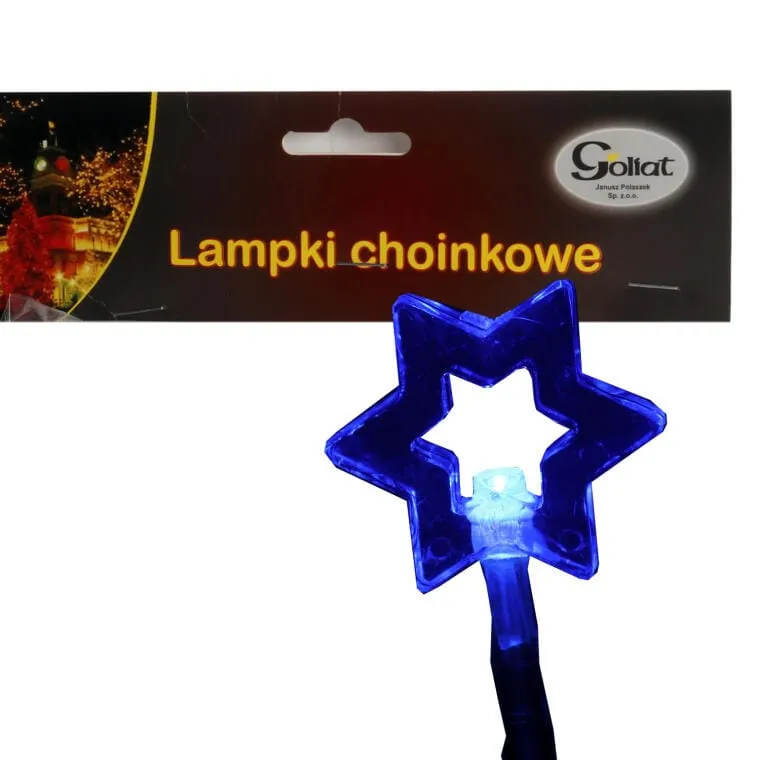 Niebieskie Gwiazdki LED Na Przezroczystym Przewodzie Do Dekoracji Świątecznych