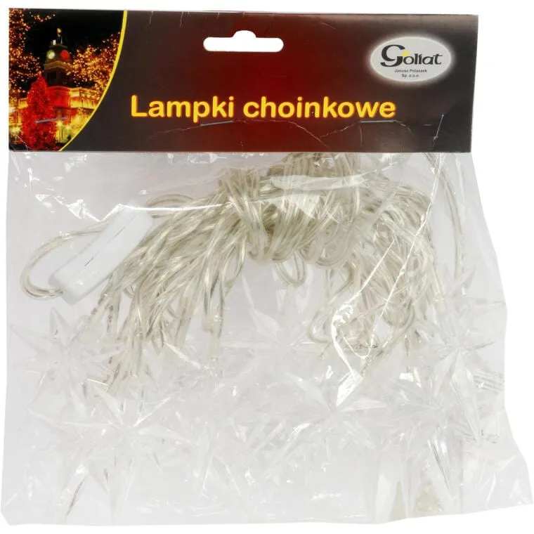 Lampki Choinkowe Gwiazdki LED Z Zimnym Białym Światłem, 20 Sztuk, Zasilanie Sieciowe