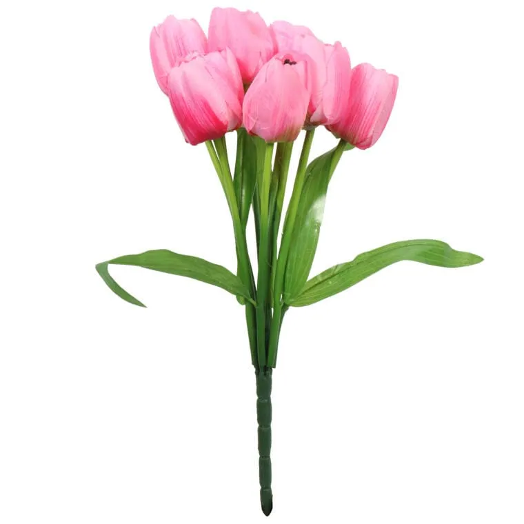 Bukiet 9 Jasno Różowych Sztucznych Tulipanów Wysokiej Jakości, 38 cm