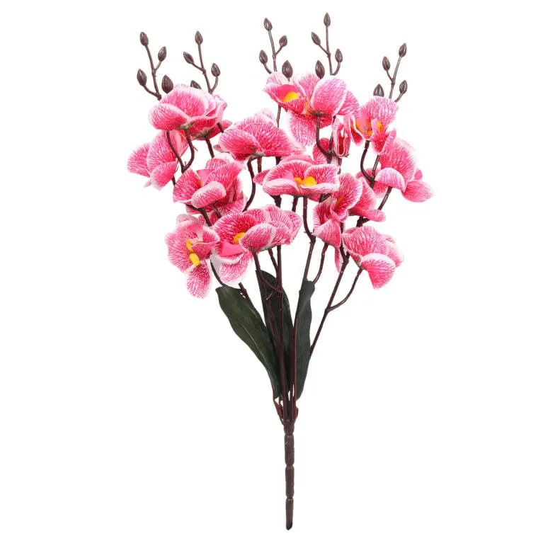 Storczyki Różowe Sztuczne W Bukiecie - 5 Sztuk, 38 cm Wysokości