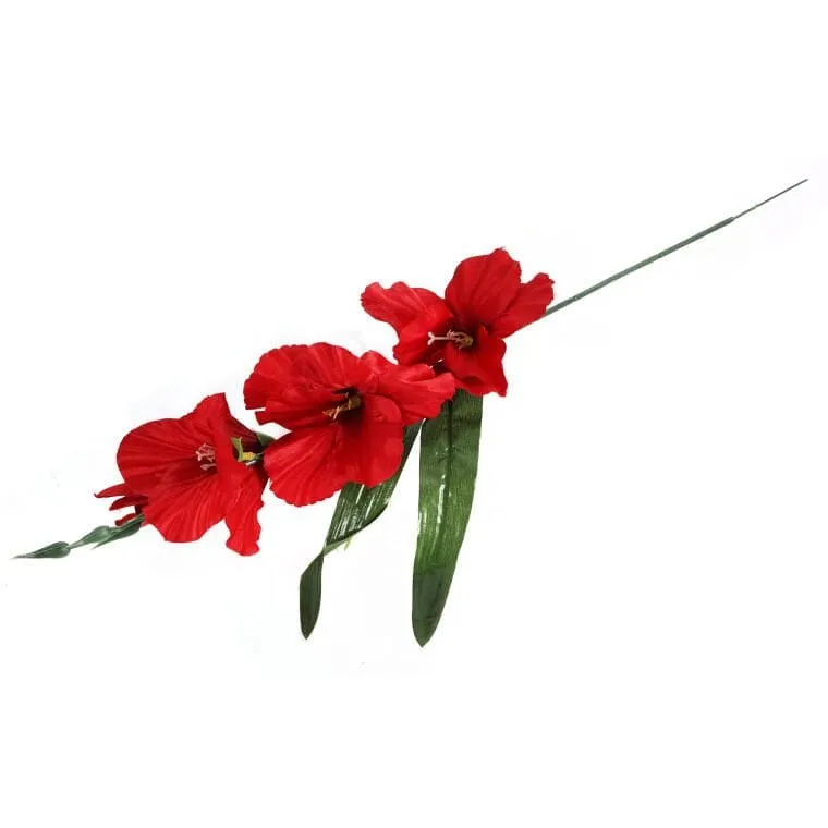 Gałązka Sztucznej Gladioli Czerwonej Wysokości 55 cm