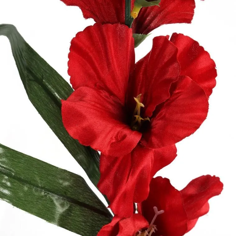 Gałązka Sztucznej Gladioli Czerwonej Wysokości 55 cm