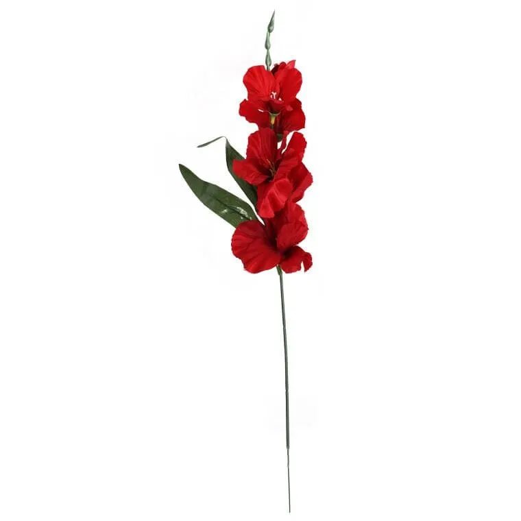 Gałązka Sztucznej Gladioli Czerwonej Wysokości 55 cm