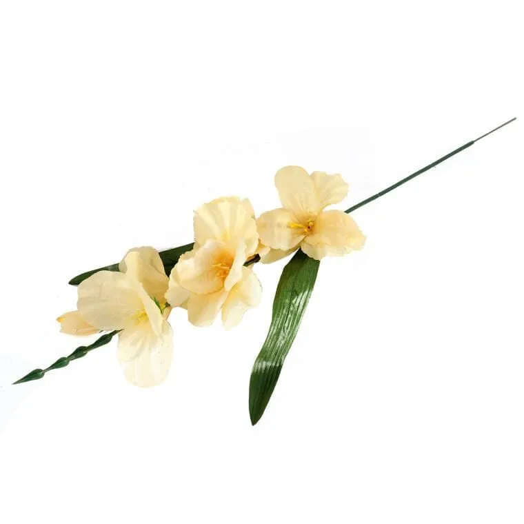 Sztuczny Kwiat Gladiola 55 cm Z Listkami Wysokiej Jakości - Kremowy