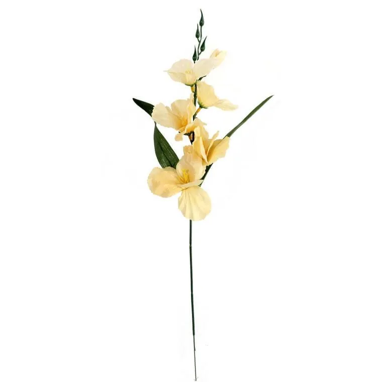 Sztuczny Kwiat Gladiola 55 cm Z Listkami Wysokiej Jakości - Kremowy