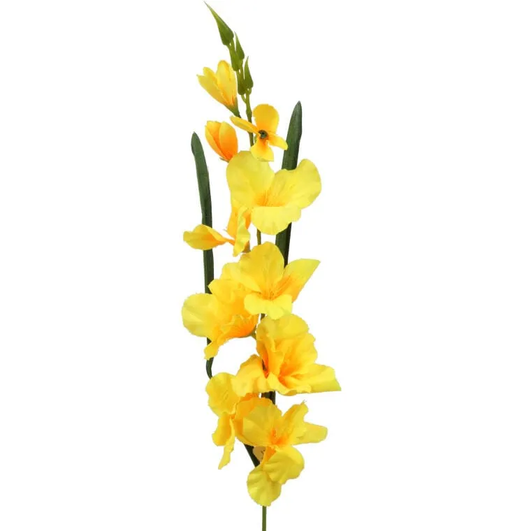 Sztuczny Kwiat Gladioli W Kolorze Żółtym O Długości 70 cm
