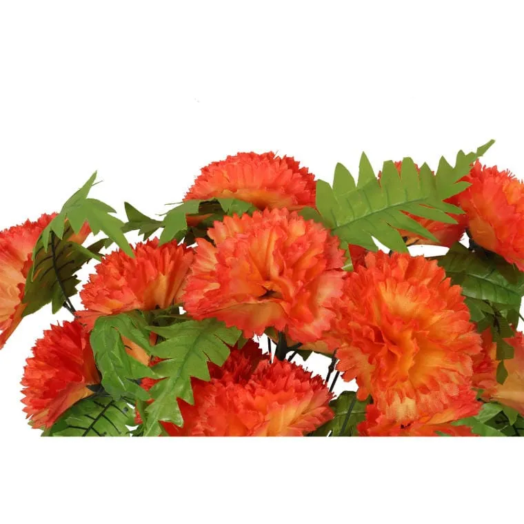 Goździki Pomarańczowe Z Paprociami - Sztuczne Kwiaty, Bukiet 24 Sztuk, Wysokość 58 cm