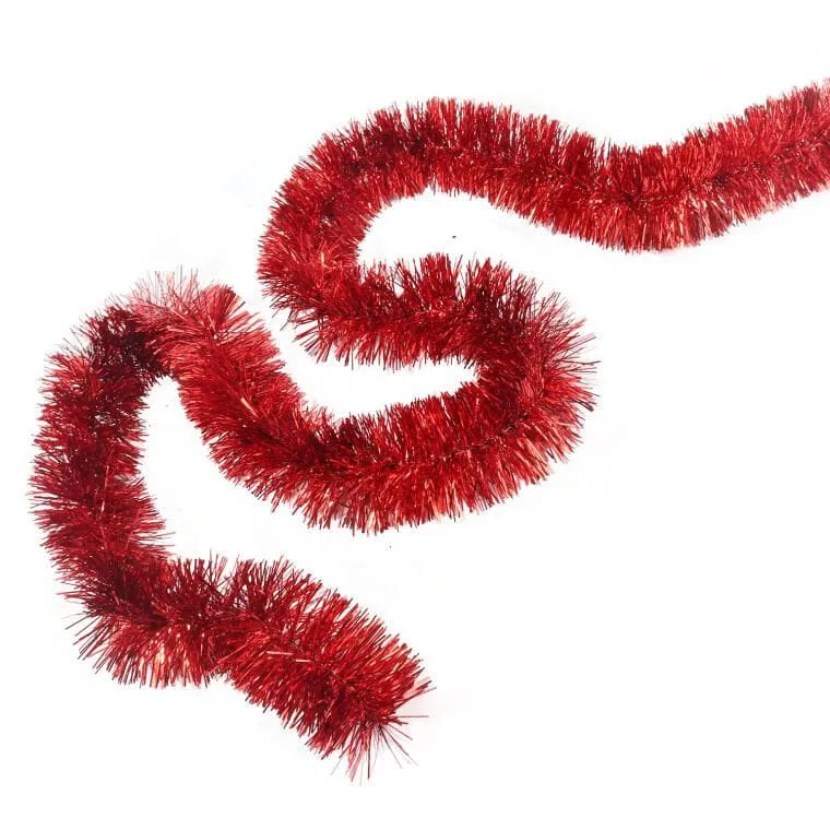 Czerwony Łańcuch Choinkowy Z Metalizowanej Folii Fi 7 cm - 2 m, PIŁA POLSKA