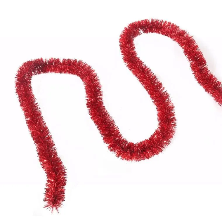 Czerwony Metalizowany Łańcuch Choinkowy - Fi 3 cm X 2 m - Produkt Polski