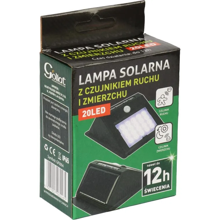Lampa Solarna LED Z Czujnikiem Ruchu I Zmierzchu, Zasilana Energia Słoneczną, Montażowy Panel Światła Zewnętrznego Białego Zimnego
