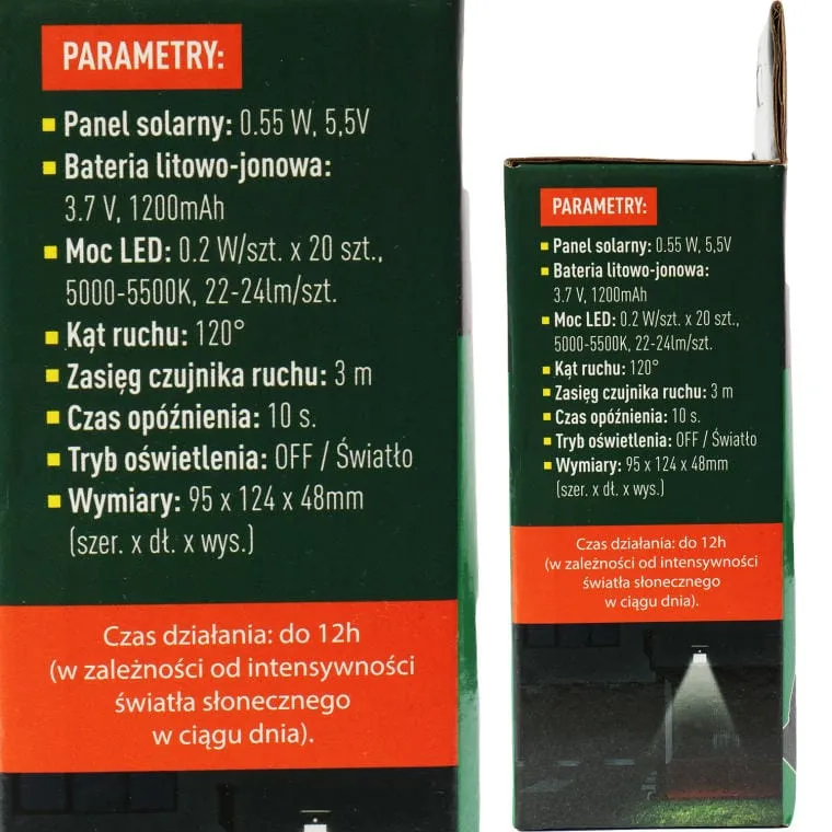 Lampa Solarna LED Z Czujnikiem Ruchu I Zmierzchu, Zasilana Energia Słoneczną, Montażowy Panel Światła Zewnętrznego Białego Zimnego